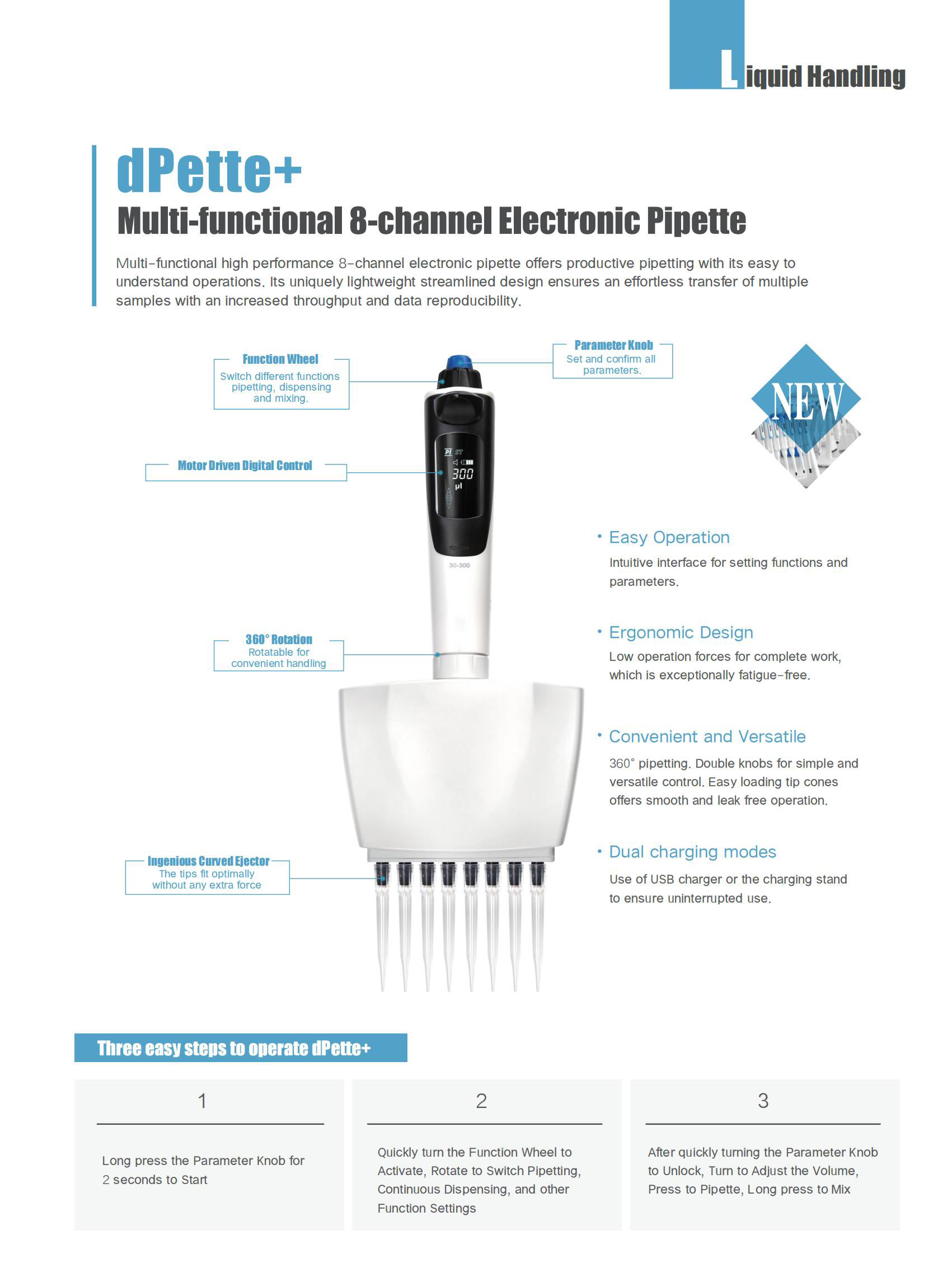 Multichannel Automatic Micropipette Electronic Adjustable Volume Autoclavable Lab Pipette with Self-calibration